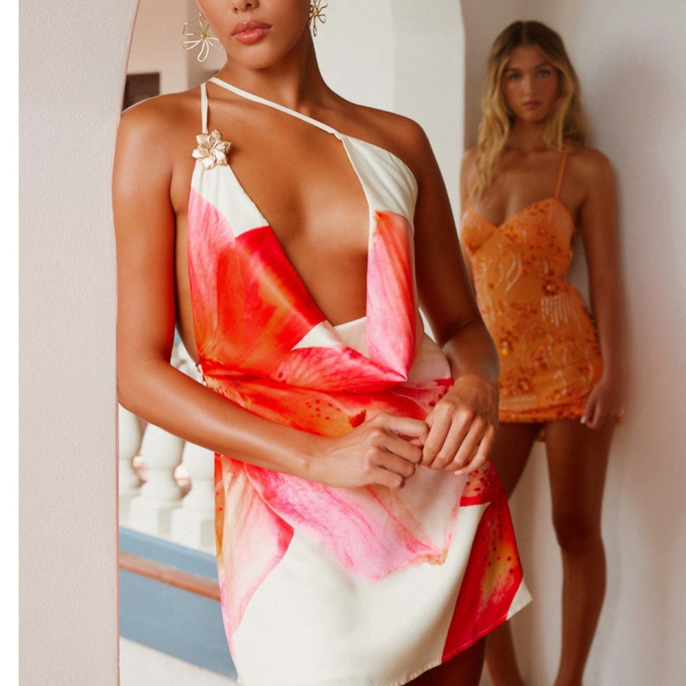 NWT Peppermayo Pink Orange White Mini Dress